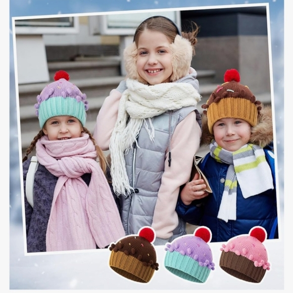 3 Cupcake Beanie Hats - Picture 3 of 7